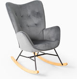 Scandinavian breastfeeding armchair with padded gray velvet armrests - Epping