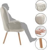 Sillón escandinavo con reposabrazos en tela beige acolchada - kas