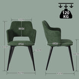 Set of 4 Scandinavian dining room armchairs with green fabric armrests - Akanji