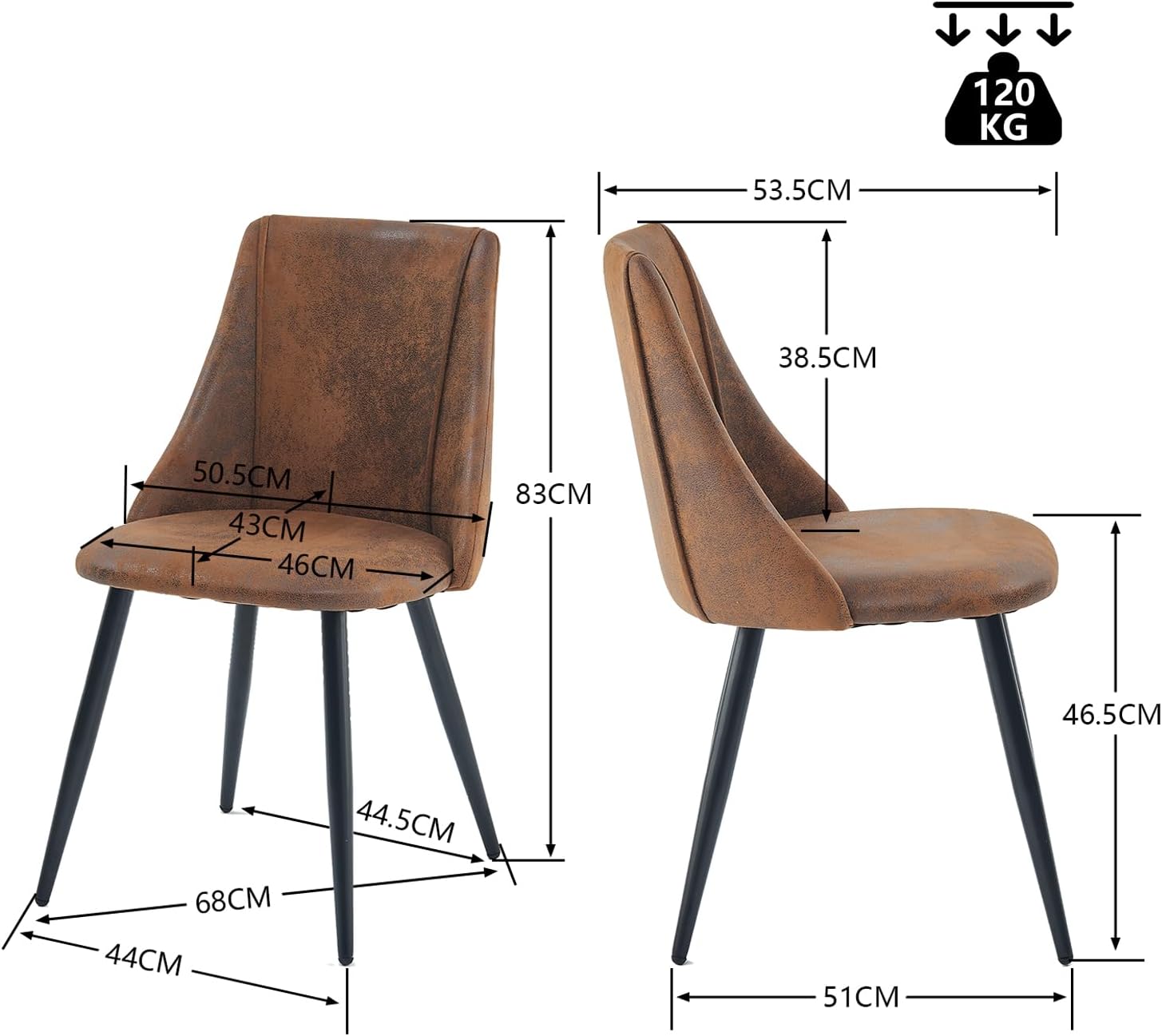 Set of 2 industrial suede dining room chairs - SMEG