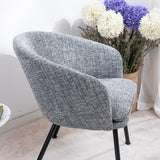 Fauteuil de détente Contemporain en tissu gris foncé, structure robuste en métal noir - DIXIER FABRIC DARK GREY