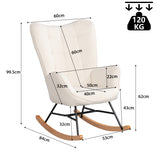 Scandinavian nursing rocking chair with armrests in beige sheepskin fabric with stitching - FUNKEL