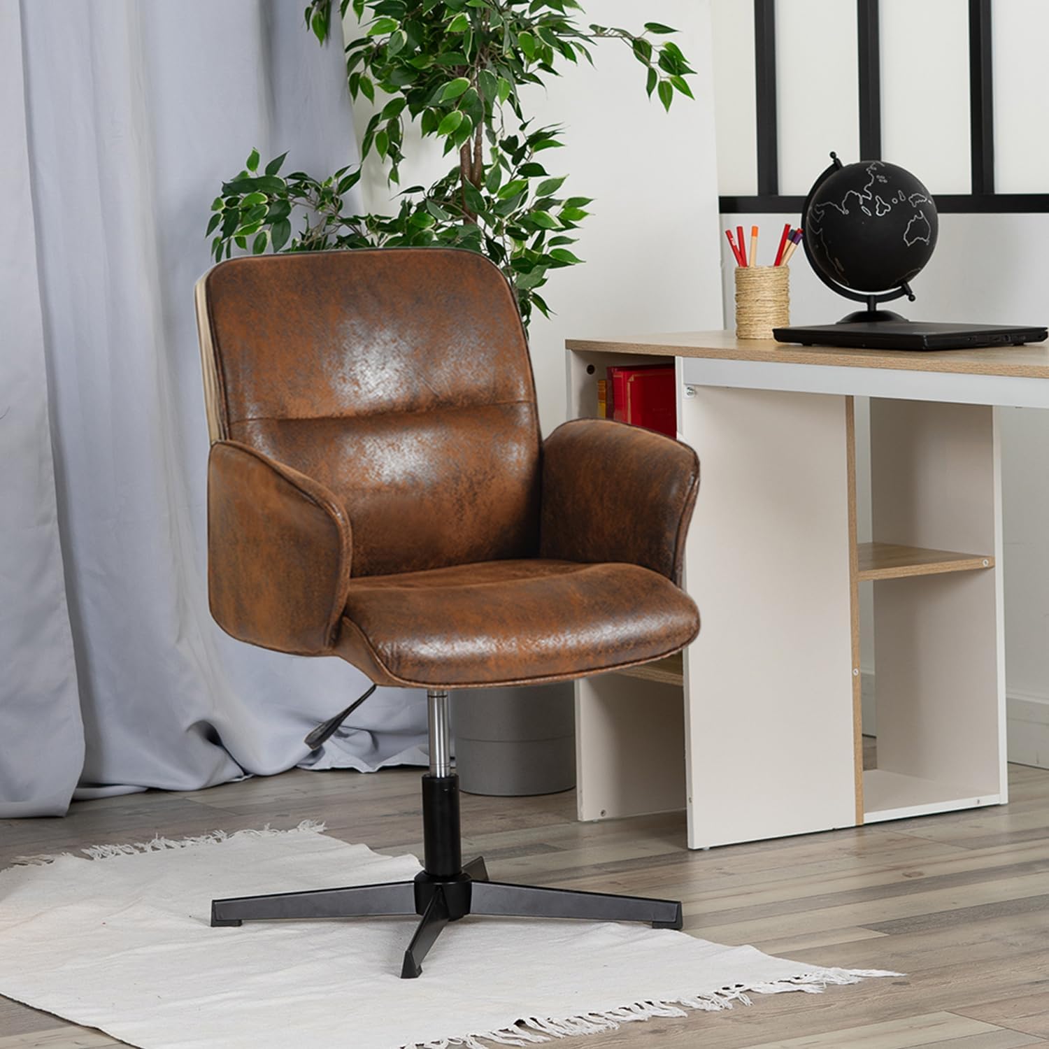 Fauteuil de bureau ergonomique réglable pivotant avec accoudoirs en suédine - THOMASINA