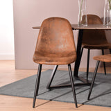 Set of 4 industrial suede dining room chairs - CHARLTON SUEDE BROWN DT LMKZ