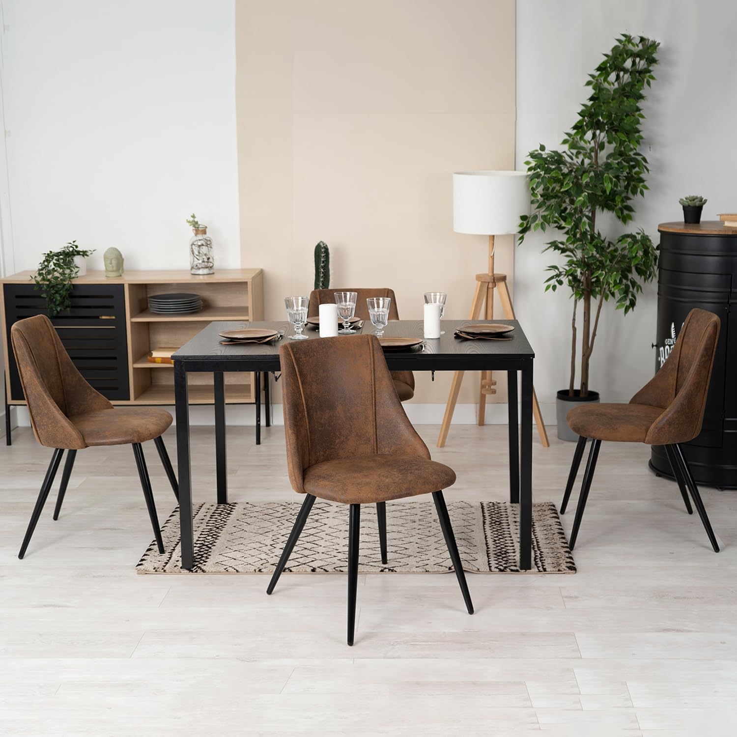 Set of 4 industrial suede dining room chairs - SMEG