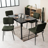 Set of 2 industrial dining room chairs in green fabric - KAROMI