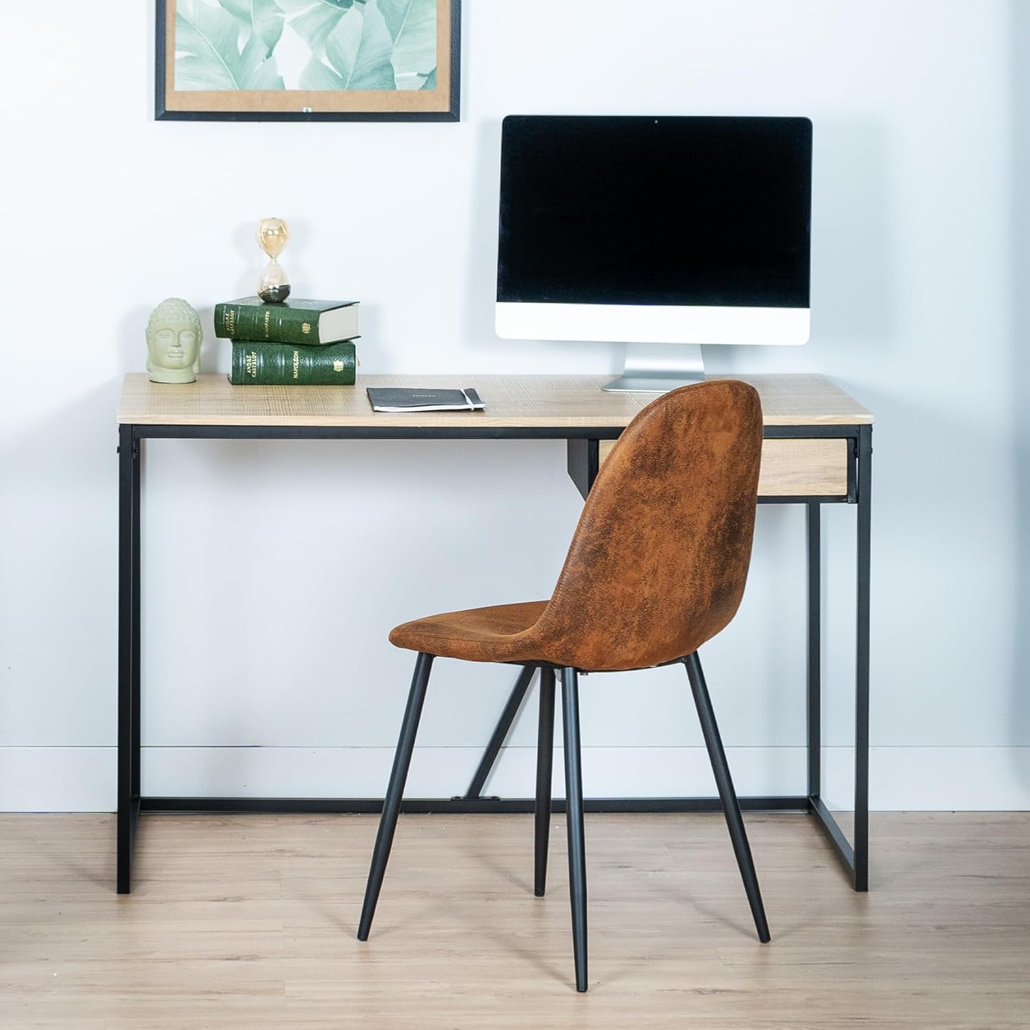 Set of 4 industrial suede dining room chairs - CHARLTON