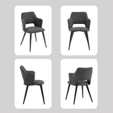 Juego de 2 sillones de comedor escandinavo con reposabrazos en tela gris - Akanji