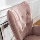 Fauteuil scandinave avec accoudoirs en tissu rose capitonné - KAS