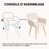 Lot de 6 fauteuils de salle à manger scandinaves avec accoudoirs en velours côtelé beige - CROMWELL CORDUROY