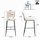 Lot de 2 tabourets de bar scandinaves avec dossier en tissu mouton boulette beige  - POMONA BAR