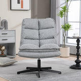 Sillón de ocio plegable sin reposabrazos de tela gris, giratorio 360° - AESTON