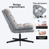 Sillón de ocio plegable sin reposabrazos de tela gris, giratorio 360° - AESTON