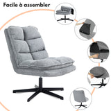 Sillón de ocio plegable sin reposabrazos de tela gris, giratorio 360° - AESTON