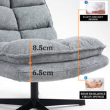 Sillón de ocio plegable sin reposabrazos de tela gris, giratorio 360° - AESTON