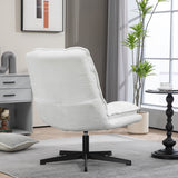 Fauteuil de loisirs pliable sans accoudoirs en tissu blanc pivotant à 360° - AESTON