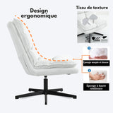 Fauteuil de loisirs pliable sans accoudoirs en tissu blanc pivotant à 360° - AESTON