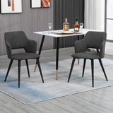 Lot de 6 fauteuils de salle à manger scandinaves avec accoudoirs en tissu gris - AKANJI