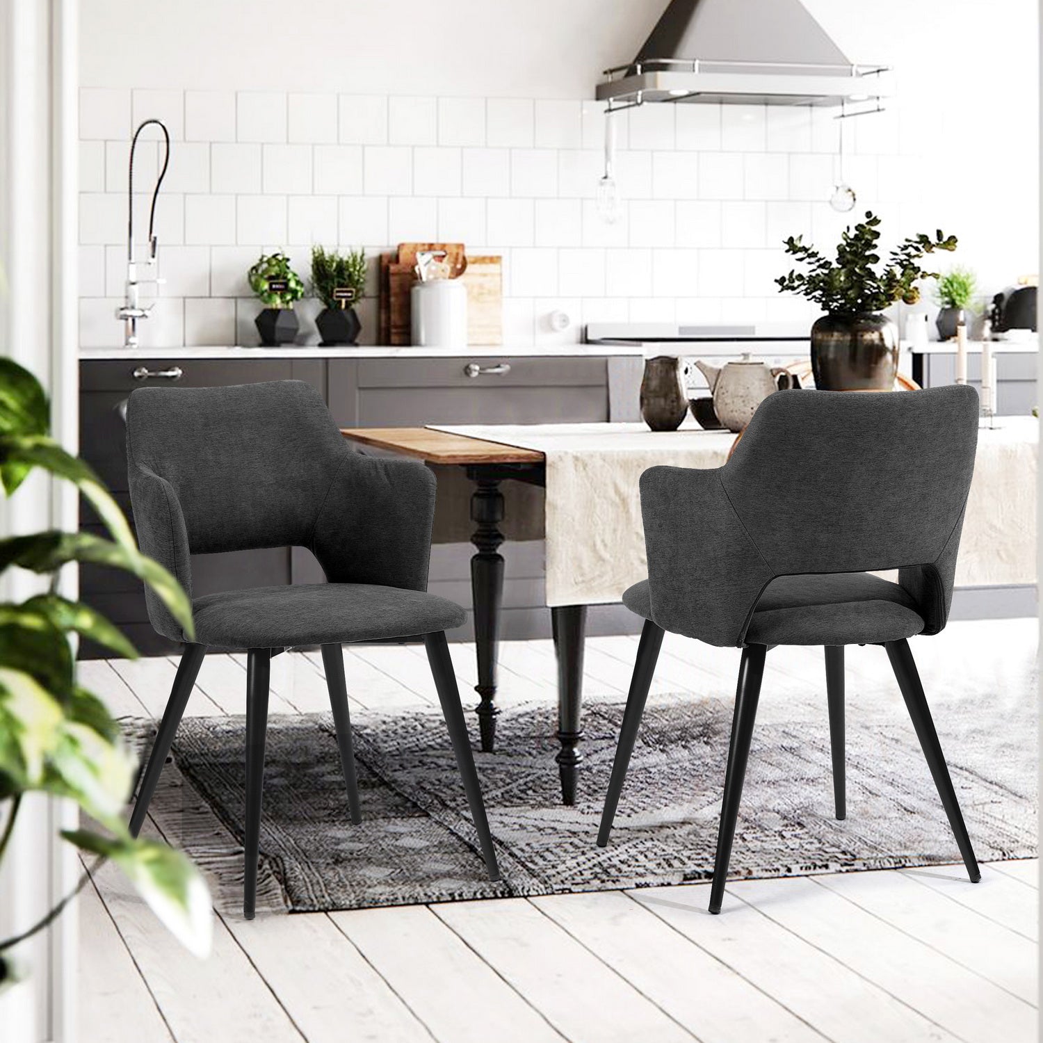 Set of 6 Scandinavian dining room chairs in gray fabric, AKANJI GERY 6PCS