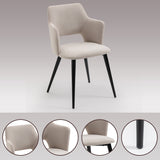 Conjunto de 4 sillones de comedor escandinavo con reposabrazos de tela beige - Akanji