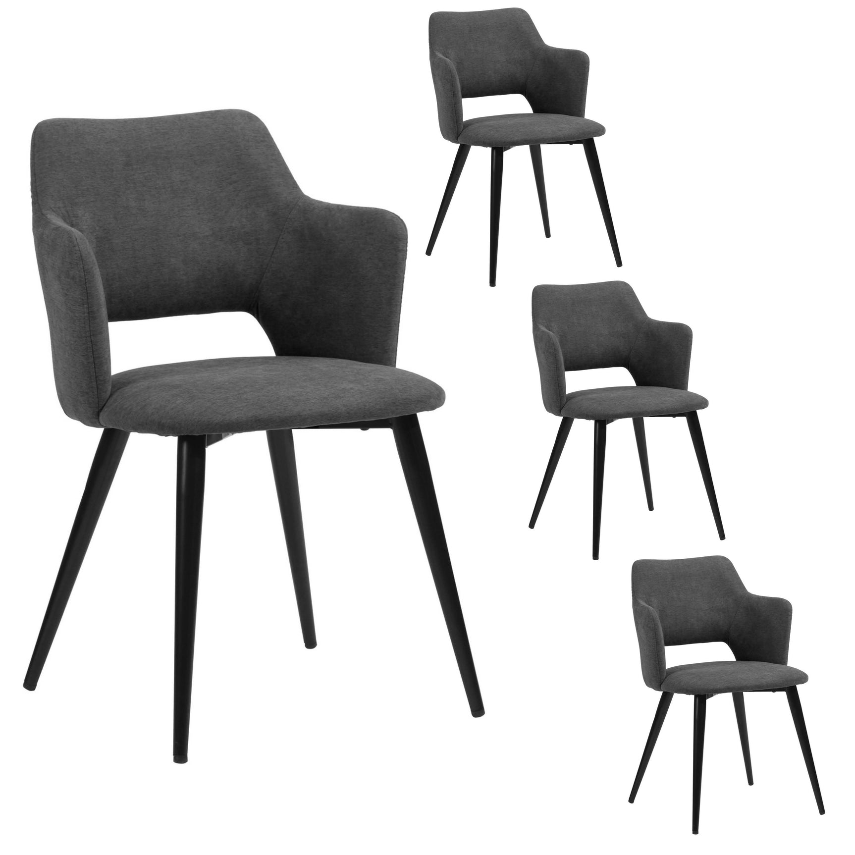 Set of 4 Scandinavian dining room chairs in gray fabric, AKANJI GERY 4PCS