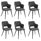 Lot de 6 fauteuils de salle à manger scandinaves avec accoudoirs en tissu gris - AKANJI