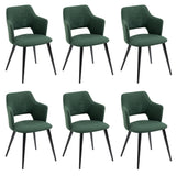 Set of 6 Scandinavian dining room chairs in green fabric, AKANJI GREEN 6PCS