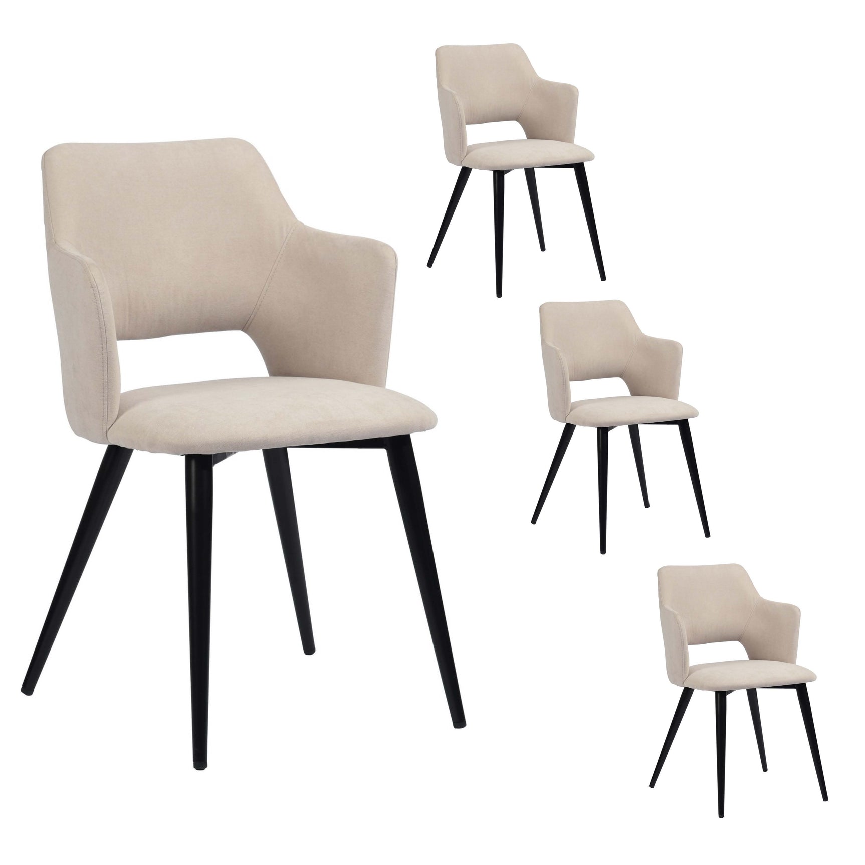 Set of 4 Scandinavian dining room chairs in beige fabric - AKANJI LIGHT BEIGE 4PCS