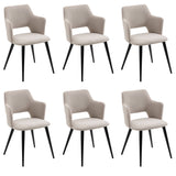 Set of 6 Scandinavian dining chairs with beige fabric armrests - Akanji