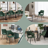 Set of 4 Scandinavian dining room armchairs with green fabric armrests - Akanji