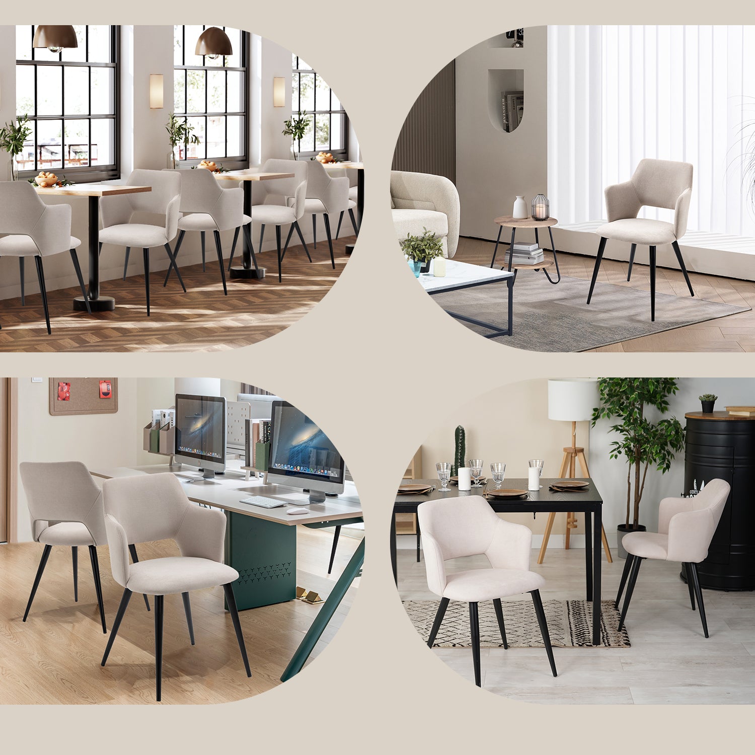 Set di 2 sedie per sala da pranzo scandinave in tessuto beige - AKANJI 2PCS BEIGE CHIARO