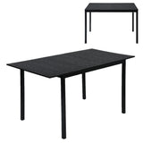 Table de salle à manger extensible industrielle pour 4 à 6 personnes en bois MDF noir, pieds en métal noir - BARI BLACK DD