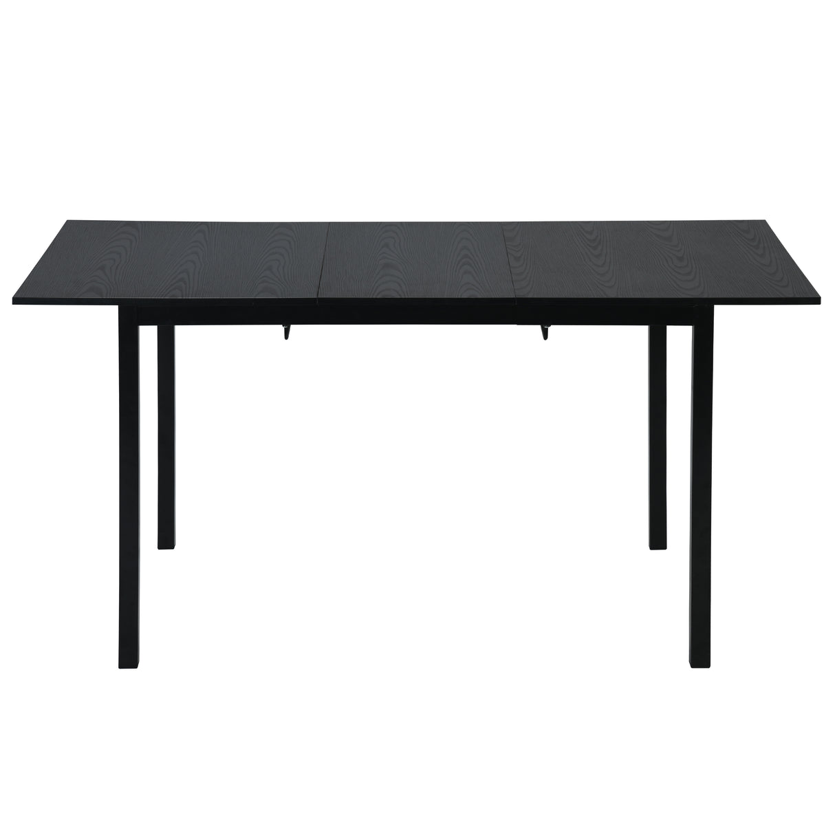 Table de salle à manger extensible industrielle pour 4 à 6 personnes en bois MDF noir, pieds en métal noir - BARI BLACK DD