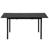 Table de salle à manger extensible industrielle pour 4 à 6 personnes en bois MDF noir, pieds en métal noir - BARI BLACK DD