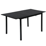 Table de salle à manger extensible industrielle pour 4 à 6 personnes en bois MDF noir, pieds en métal noir - BARI BLACK DD