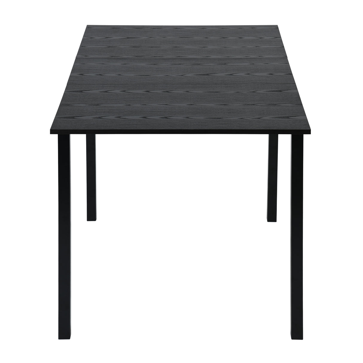 Table de salle à manger extensible industrielle pour 4 à 6 personnes en bois MDF noir, pieds en métal noir - BARI BLACK DD