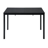 Table de salle à manger extensible industrielle pour 4 à 6 personnes en bois MDF noir, pieds en métal noir - BARI BLACK DD