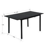 Table de salle à manger extensible industrielle pour 4 à 6 personnes en bois MDF noir, pieds en métal noir - BARI BLACK DD