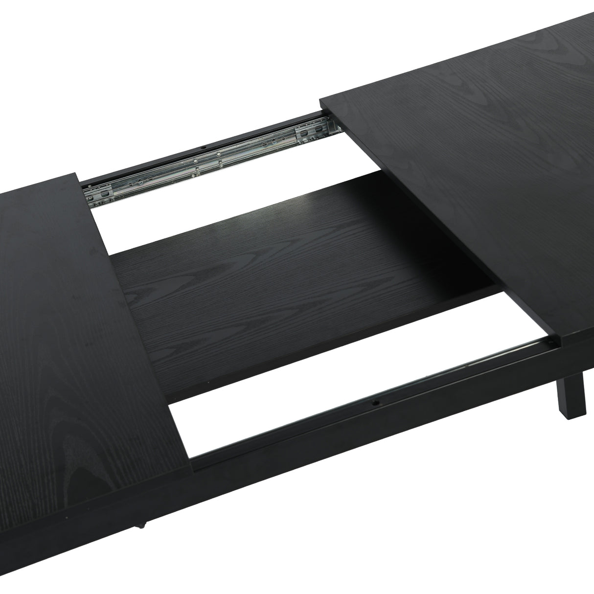 Table de salle à manger extensible industrielle pour 4 à 6 personnes en bois MDF noir, pieds en métal noir - BARI BLACK DD