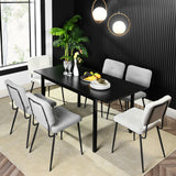 Industrial extendable dining room table for 4 to 6 people in black MDF wood, black metal legs - BARI BLACK DD