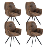 Set of 4 comfortable suede dining chairs with armrests - CALF SUEDE BROWN 4PCS