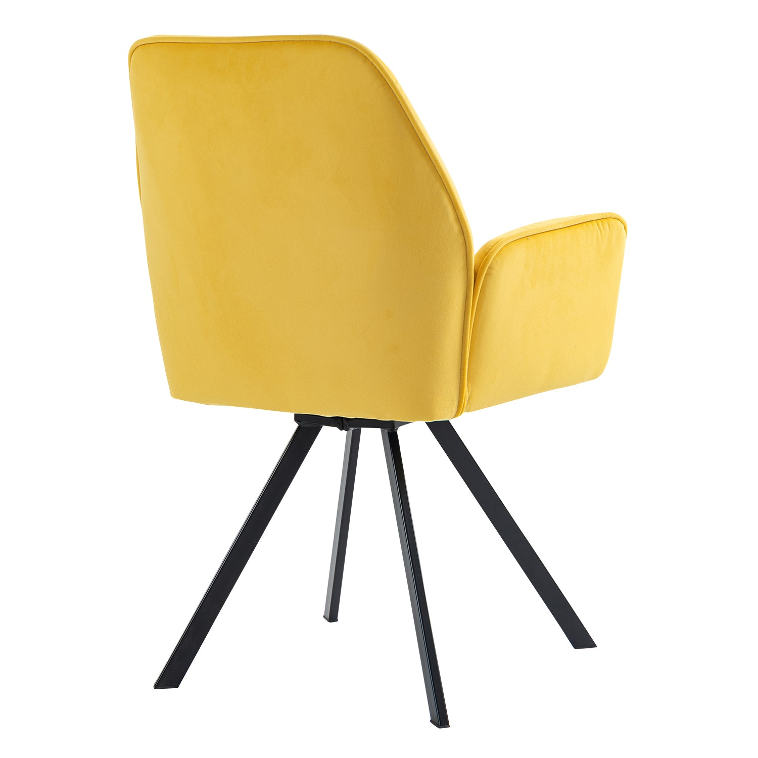 Set of 2 comfortable yellow fabric dining chairs with armrests - CALF YELLOW