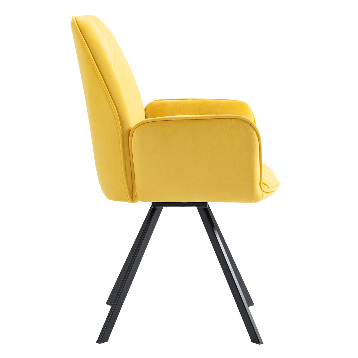 Lot de 2 chaises de salle à manger confortables en tissu jaune avec accoudoirs - CALF YELLOW