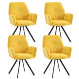 Lot de 4 chaises de salle à manger confortables en tissu jaune avec accoudoirs - CALF YELLOW 4PCS