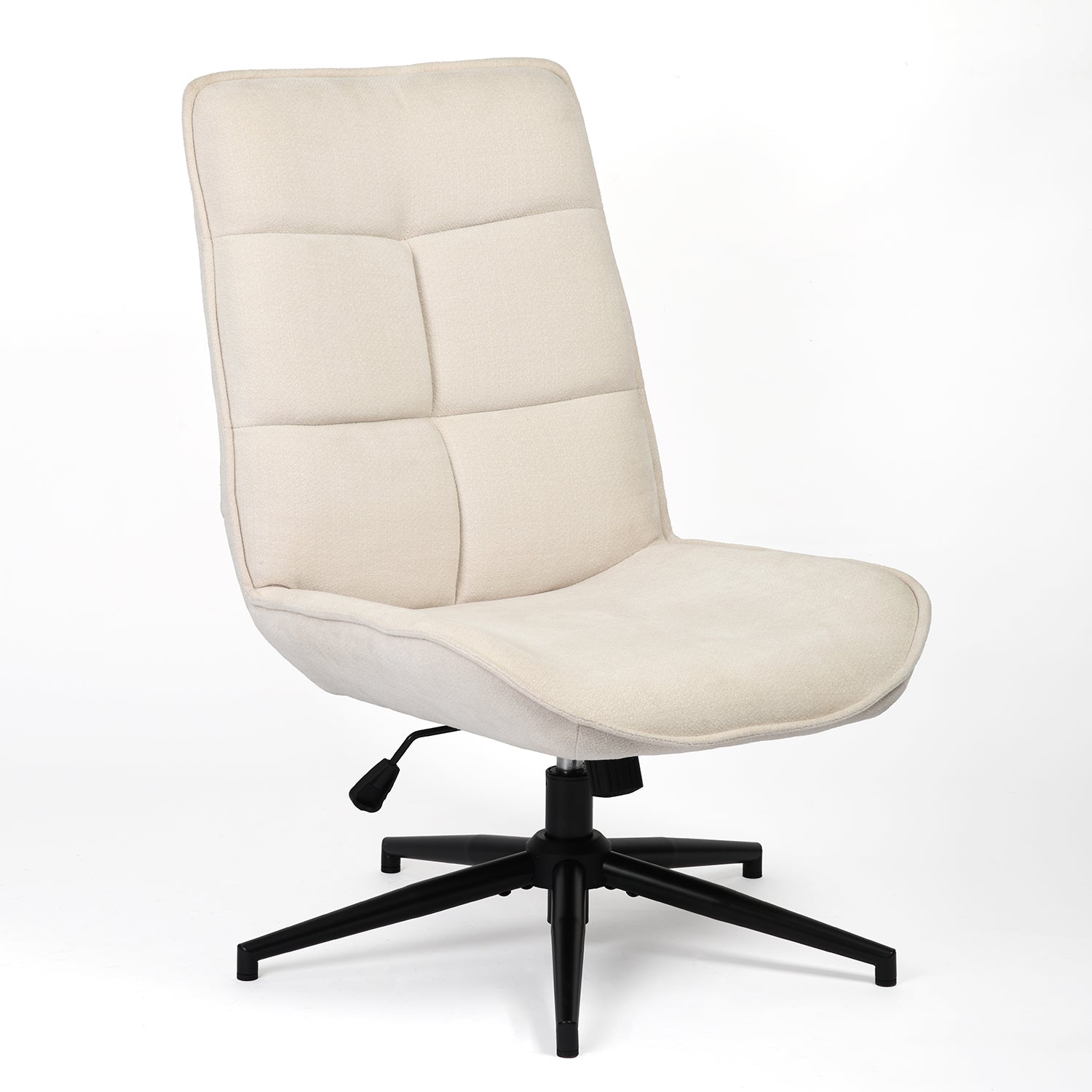 Fauteuil de loisirs réglable en tissu chenille beige pivotant à 360° - CHARLOTTE