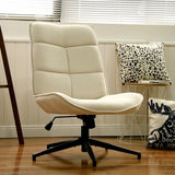 Adjustable leisure armchair in beige chenille fabric, 360° swivel - CHARLOTTE