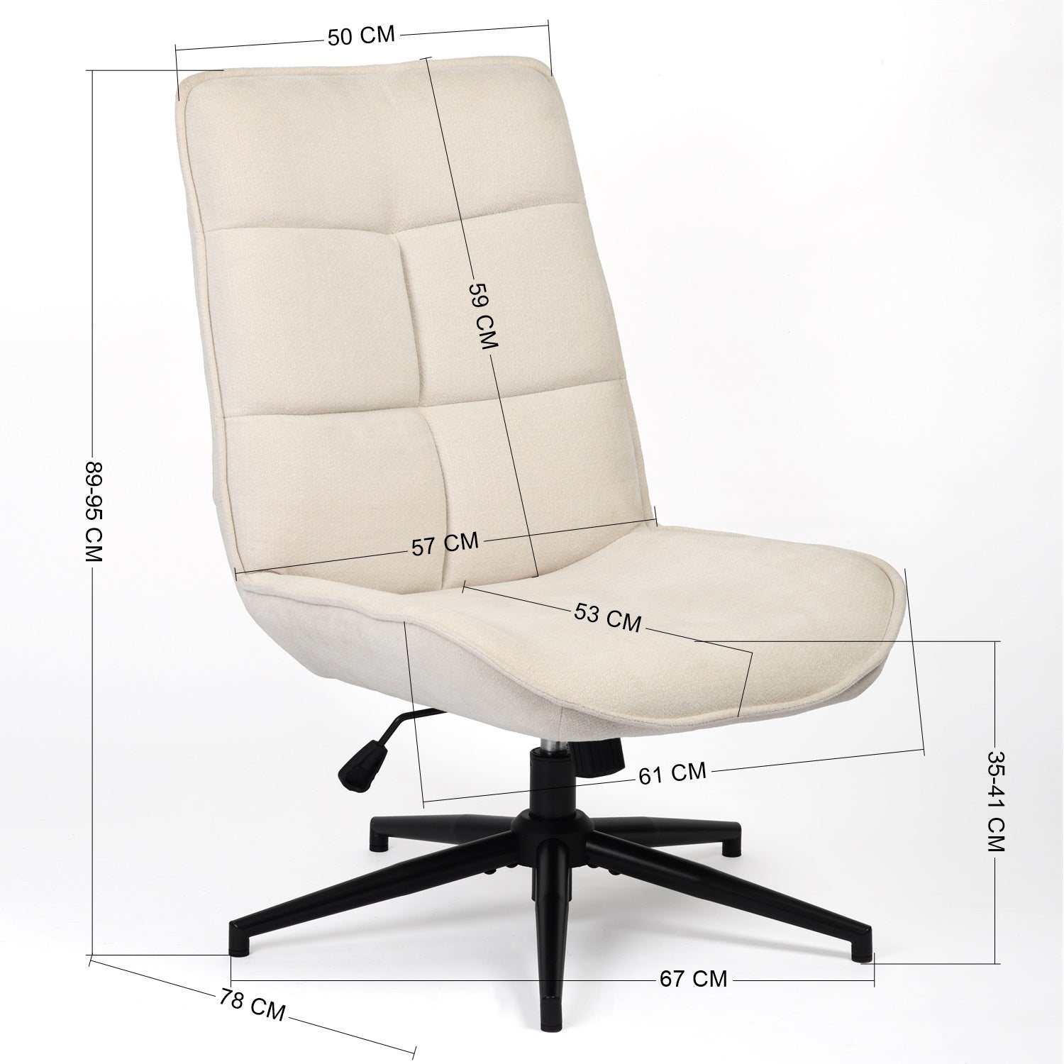 Fauteuil de loisirs réglable en tissu chenille beige pivotant à 360° - CHARLOTTE