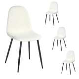 Set di 4 sedie per sala da pranzo in tessuto spugna similpelle di pecora, gambe in metallo nero - CHARLTON CREAM