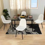 Set di 4 sedie per sala da pranzo in tessuto spugna similpelle di pecora, gambe in metallo nero - CHARLTON CREAM