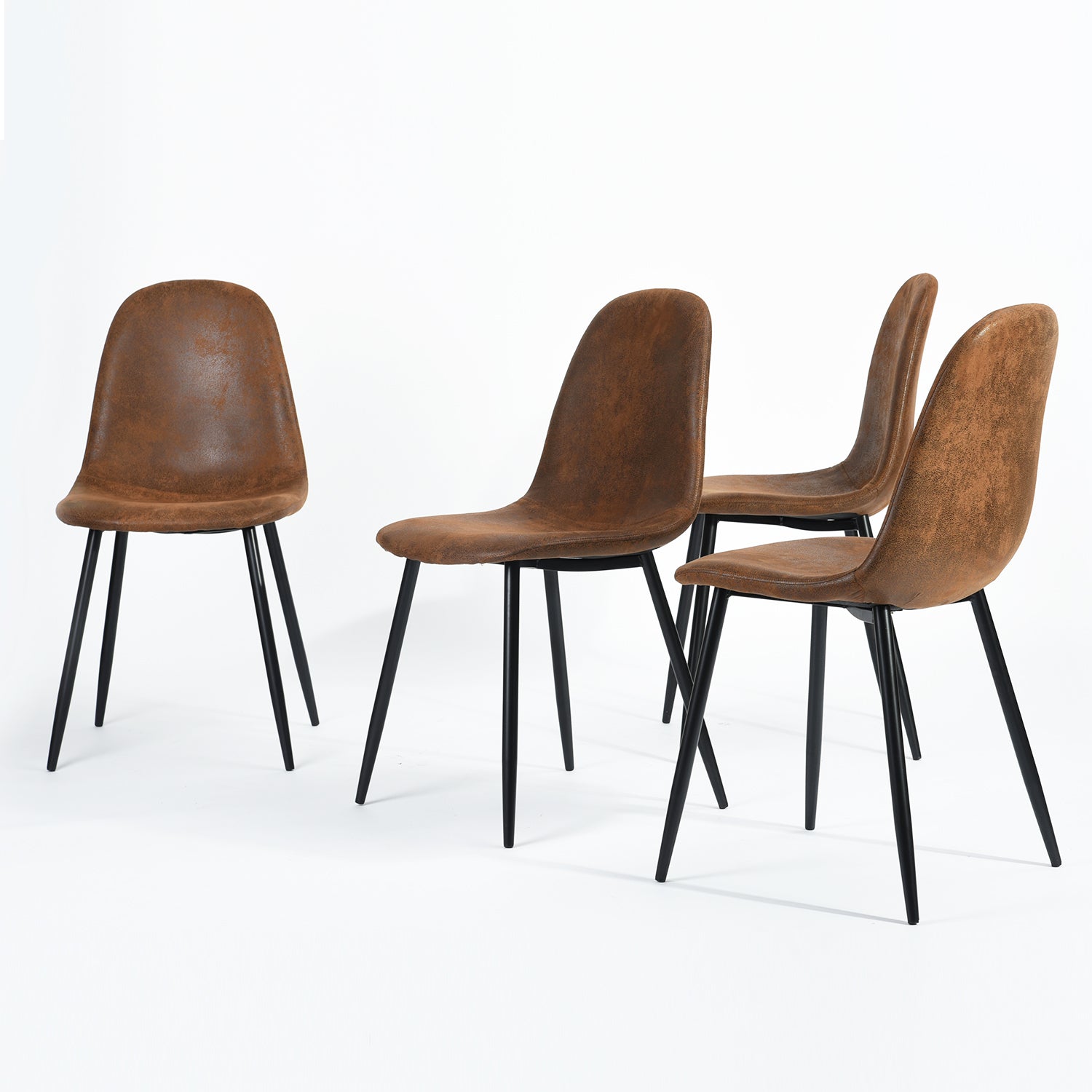 Set of 4 industrial suede dining room chairs - CHARLTON SUEDE BROWN A